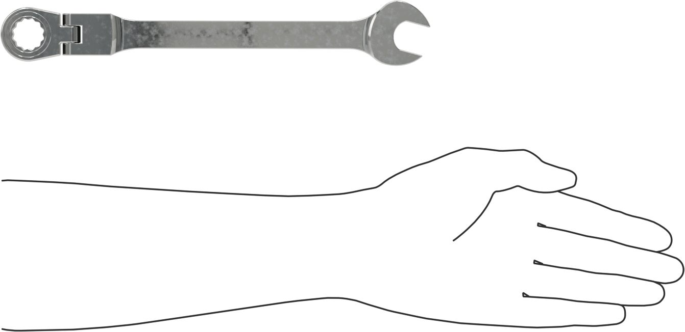 Esnek Başlı Cırcırlı Kombinasyon Anahtarı, 18 mm Boyut, 10-3/8" Toplam Uzunluk