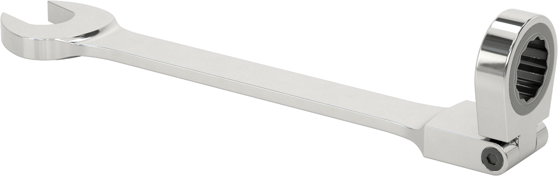 Esnek Başlı Cırcırlı Kombinasyon Anahtarı, 1" Boyut, 13-1/8" Toplam Uzunluk