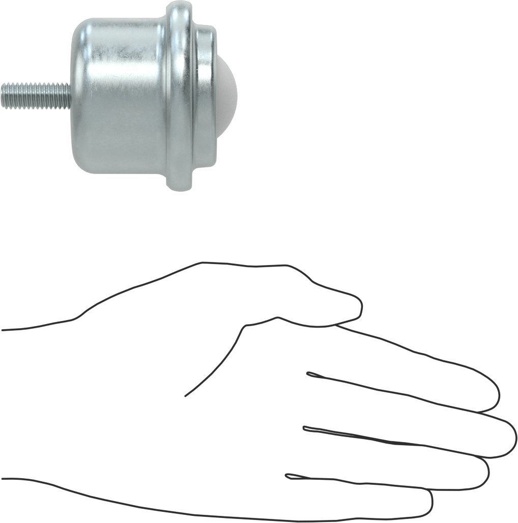 Saplama Montajlı Bilyalı Transfer, 1-1/2" Naylon Top, Çinko Kaplı Çelik Muhafaza, 250 lbs. Kapasite