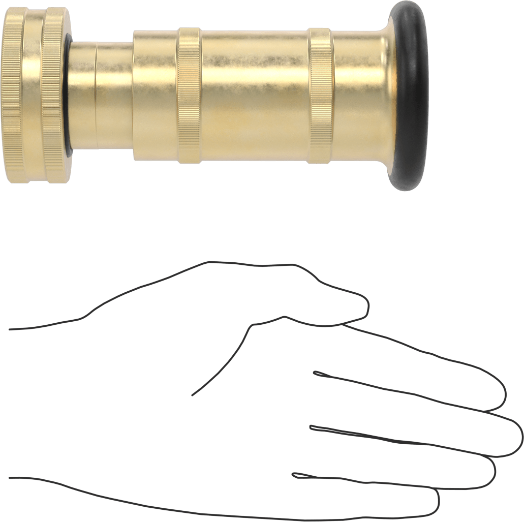 Yangın Söndürme Hortumu için Sprey/Akış Nozulu, UL Onaylı Pirinç 1,5 NPSH, 2-11/16" Çap, 5-13/16" Uzunluk