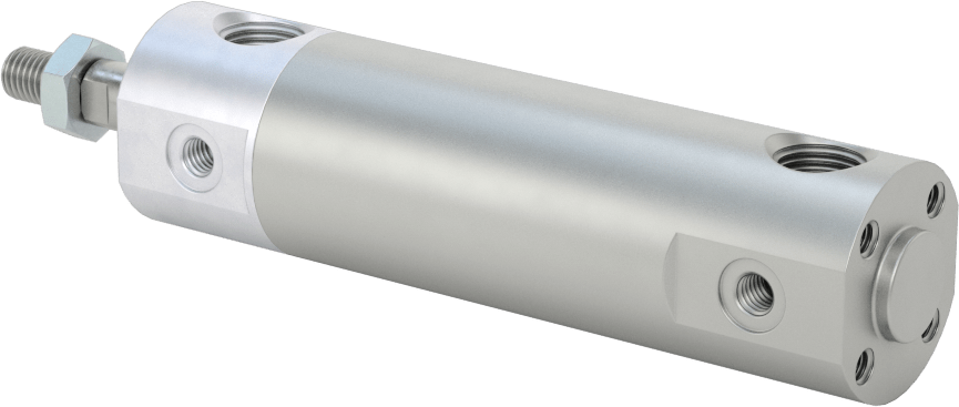 Darbeye Dayanıklı Yuvarlak Gövdeli Hava Silindiri, Sensör Hazır, Yüz/Pivot Montajı, 3/4" Delik Boyutu, 1" Strok