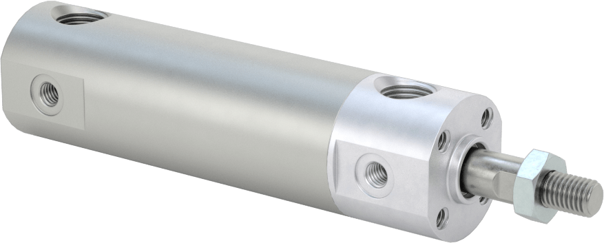 Darbeye Dayanıklı Yuvarlak Gövdeli Hava Silindiri, Sensör Hazır, Yüz/Pivot Montajı, 3/4" Delik Boyutu, 1" Strok