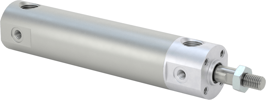 Darbeye Dayanıklı Yuvarlak Gövdeli Hava Silindiri, Sensör Hazır, Yüz/Pivot Montajı, 3/4" Delik Boyutu, 2" Strok