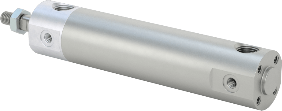 Darbeye Dayanıklı Yuvarlak Gövdeli Hava Silindiri, Sensör Hazır, Yüz/Pivot Montajı, 3/4" Delik Boyutu, 2" Strok