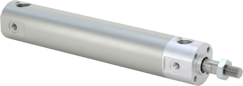 Darbeye Dayanıklı Yuvarlak Gövdeli Hava Silindiri, Sensör Hazır, Yüz/Pivot Montajı, 3/4" Delik Boyutu, 3" Strok