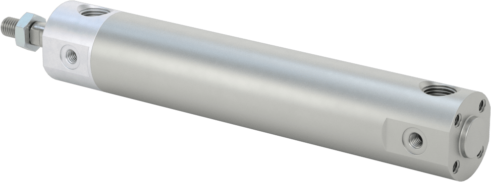 Darbeye Dayanıklı Yuvarlak Gövdeli Hava Silindiri, Sensör Hazır, Yüz/Pivot Montajı, 3/4" Delik Boyutu, 3" Strok