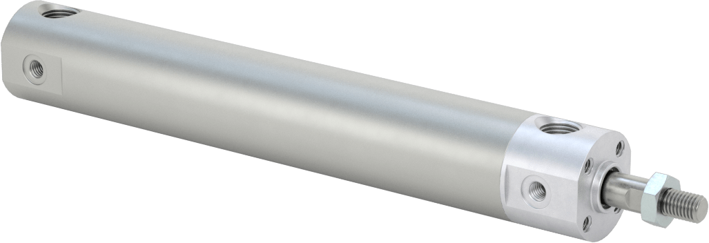 Darbeye Dayanıklı Yuvarlak Gövdeli Hava Silindiri, Sensör Hazır, Yüz/Pivot Montajı, 3/4" Delik Boyutu, 4" Strok