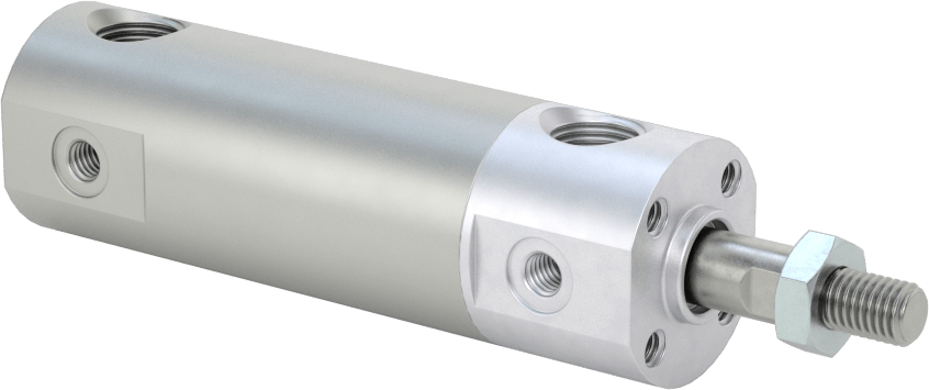 Darbeye Dayanıklı Yuvarlak Gövdeli Hava Silindiri, Sensör Hazır, Yüz/Pivot Montajı, 3/4" Delik Boyutu, 1/2" Strok