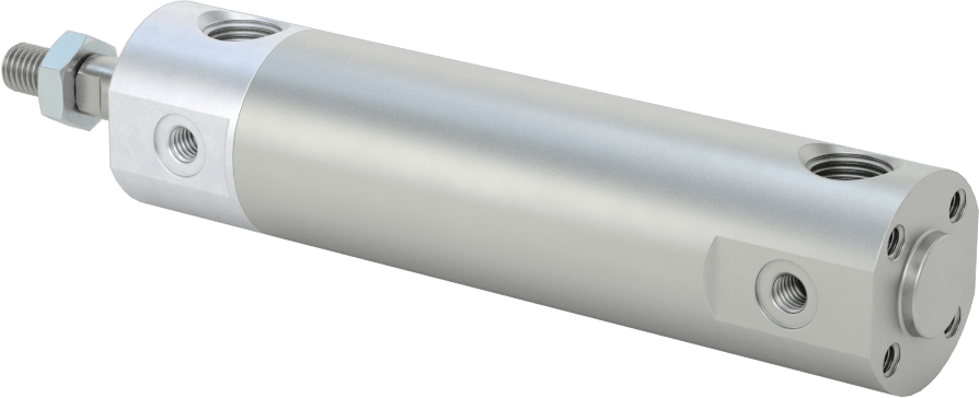 Darbeye Dayanıklı Yuvarlak Gövdeli Hava Silindiri, Sensör Hazır, Yüz/Pivot Montajı, 3/4" Delik, 1-1/2" Strok