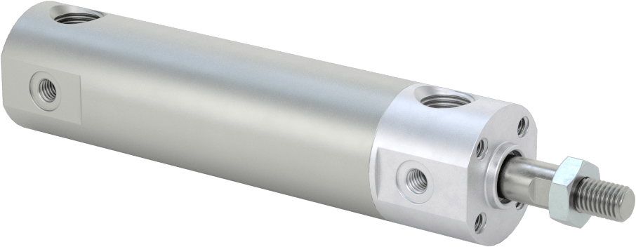 Darbeye Dayanıklı Yuvarlak Gövdeli Hava Silindiri, Sensör Hazır, Yüz/Pivot Montajı, 3/4" Delik, 1-1/2" Strok