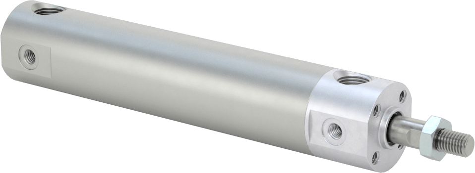 Darbeye Dayanıklı Yuvarlak Gövdeli Hava Silindiri, Sensör Hazır, Yüz/Pivot Montajı, 3/4" Delik, 2-1/2" Strok