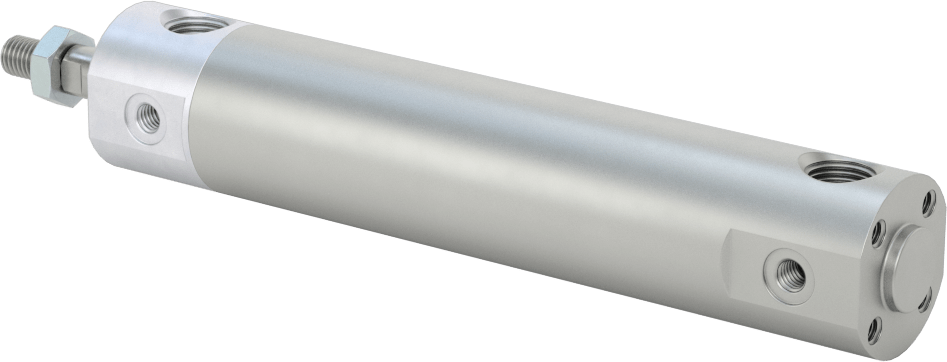 Darbeye Dayanıklı Yuvarlak Gövdeli Hava Silindiri, Sensör Hazır, Yüz/Pivot Montajı, 3/4" Delik, 2-1/2" Strok