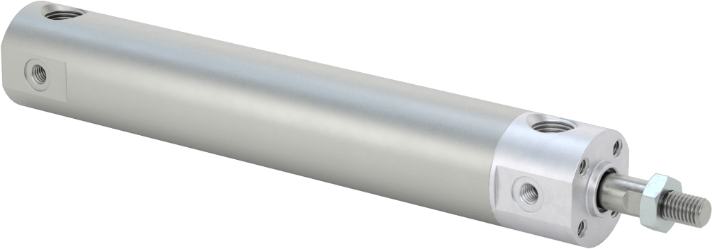 Darbeye Dayanıklı Yuvarlak Gövdeli Hava Silindiri, Sensör Hazır, Yüz/Pivot Montajı, 3/4" Delik, 3-1/2" Strok