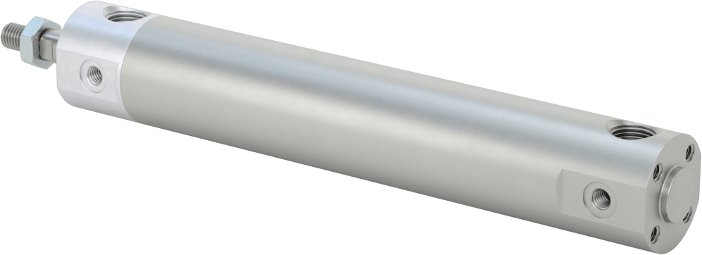 Darbeye Dayanıklı Yuvarlak Gövdeli Hava Silindiri, Sensör Hazır, Yüz/Pivot Montajı, 3/4" Delik, 3-1/2" Strok