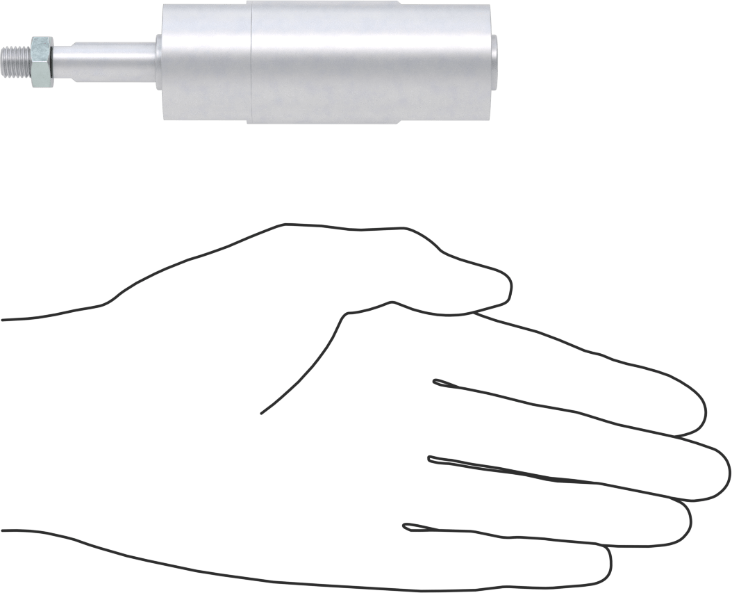 Darbeye Dayanıklı Yuvarlak Gövdeli Hava Silindiri, Sensör Hazır, Yüz/Pivot Montajı, 1" Delik Boyutu, 1/2" Strok