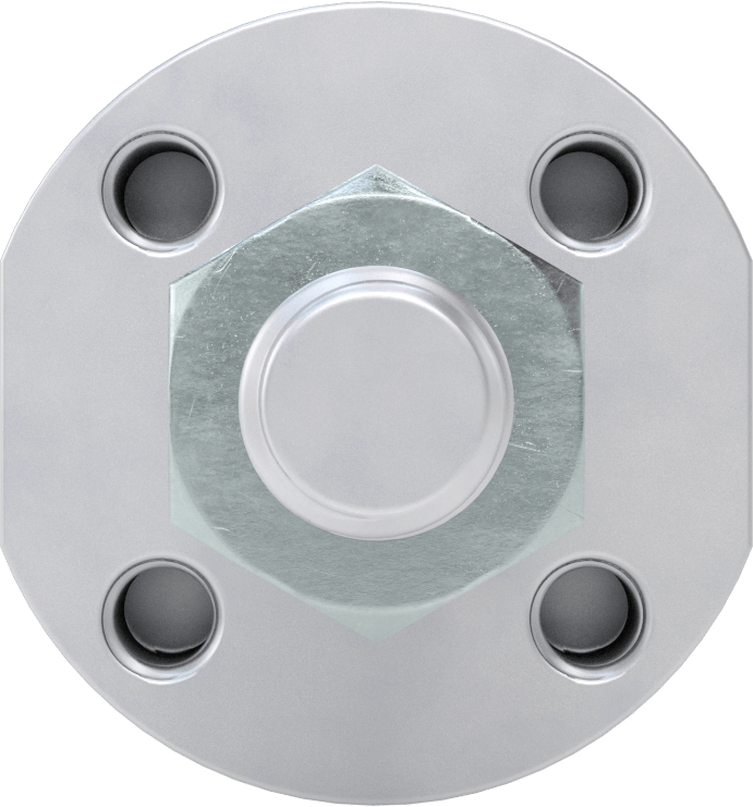 Darbeye Dayanıklı Yuvarlak Gövdeli Hava Silindiri, Sensör Hazır, Yüz/Pivot Montajı, 1" Delik Boyutu, 1/2" Strok