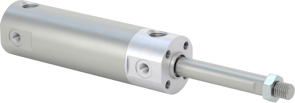 Darbeye Dayanıklı Yuvarlak Gövdeli Hava Silindiri, Sensör Hazır, Yüz/Pivot Montajı, 1" Delik Boyutu, 1-1/2" Strok
