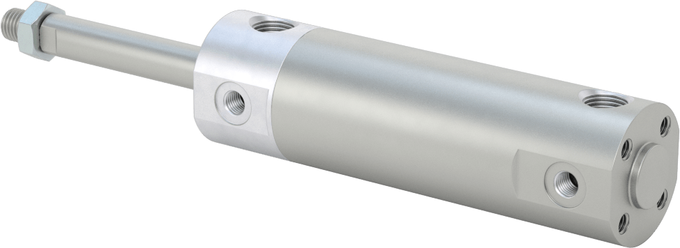 Darbeye Dayanıklı Yuvarlak Gövdeli Hava Silindiri, Sensör Hazır, Yüz/Pivot Montajı, 1" Delik Boyutu, 1-1/2" Strok