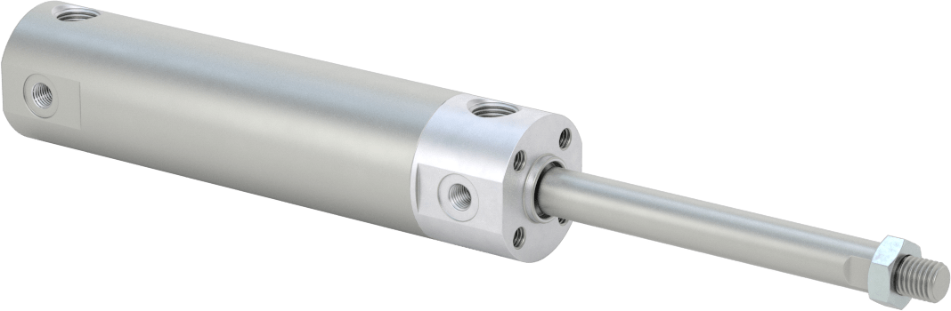Darbeye Dayanıklı Yuvarlak Gövdeli Hava Silindiri, Sensör Hazır, Yüz/Pivot Montajı, 1" Delik Boyutu, 2-1/2" Strok