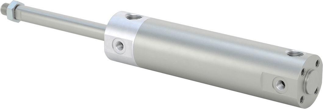 Darbeye Dayanıklı Yuvarlak Gövdeli Hava Silindiri, Sensör Hazır, Yüz/Pivot Montajı, 1" Delik Boyutu, 2-1/2" Strok
