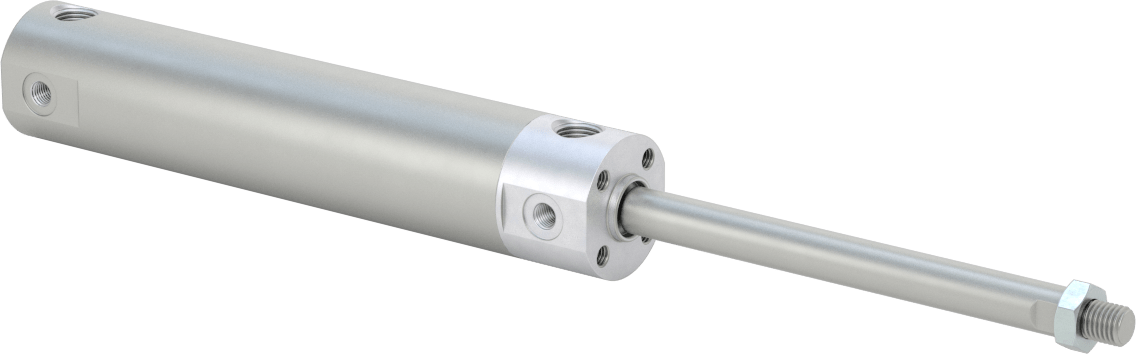 Darbeye Dayanıklı Yuvarlak Gövdeli Hava Silindiri, Sensör Hazır, Yüz/Pivot Montajı, 1" Delik Boyutu, 3-1/2" Strok