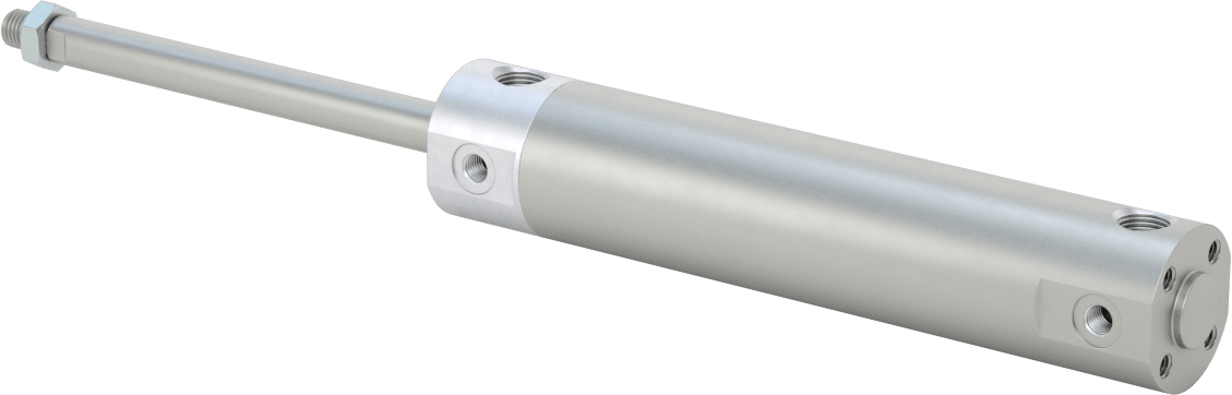 Darbeye Dayanıklı Yuvarlak Gövdeli Hava Silindiri, Sensör Hazır, Yüz/Pivot Montajı, 1" Delik Boyutu, 3-1/2" Strok