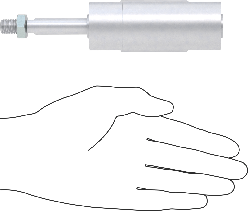Darbeye Dayanıklı Yuvarlak Gövdeli Hava Silindiri, Sensör Hazır, Yüz/Pivot Montajı, 1-1/4" Delik Boyutu, 1" Strok