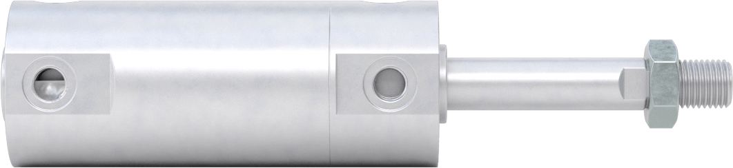 Darbeye Dayanıklı Yuvarlak Gövdeli Hava Silindiri, Sensör Hazır, Yüz/Pivot Montajı, 1-1/4" Delik Boyutu, 1" Strok