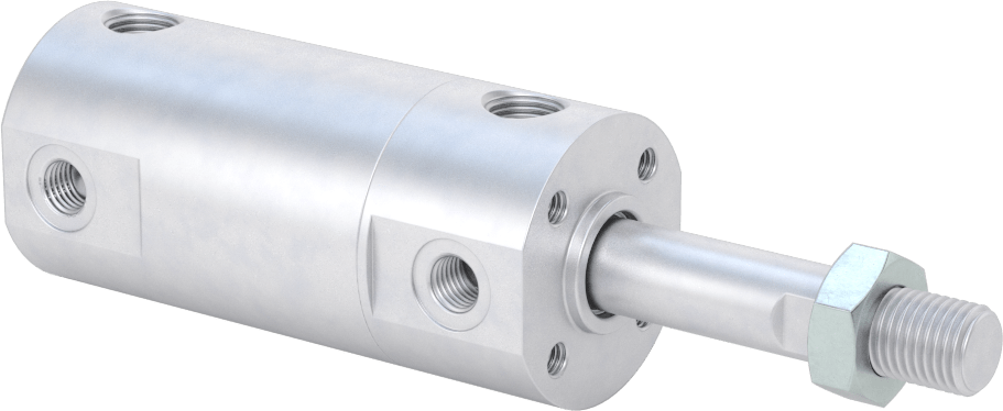 Darbeye Dayanıklı Yuvarlak Gövdeli Hava Silindiri, Sensör Hazır, Yüz/Pivot Montajı, 1-1/4" Delik, 1/2" Strok