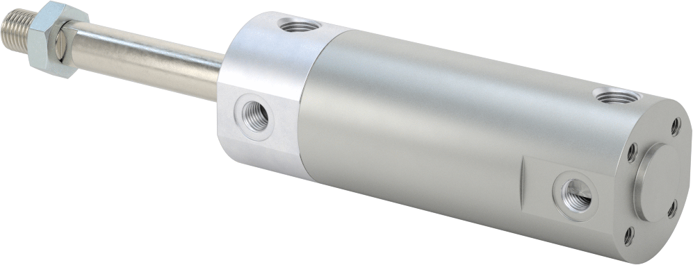Darbeye Dayanıklı Yuvarlak Gövdeli Hava Silindiri, Sensör Hazır, Yüz/Pivot Montajı, 1-1/4" Delik, 1,5 inç Strok