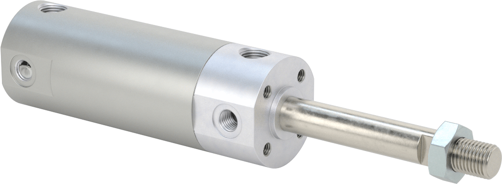 Darbeye Dayanıklı Yuvarlak Gövdeli Hava Silindiri, Sensör Hazır, Yüz/Pivot Montajı, 1-1/4" Delik, 1,5 inç Strok