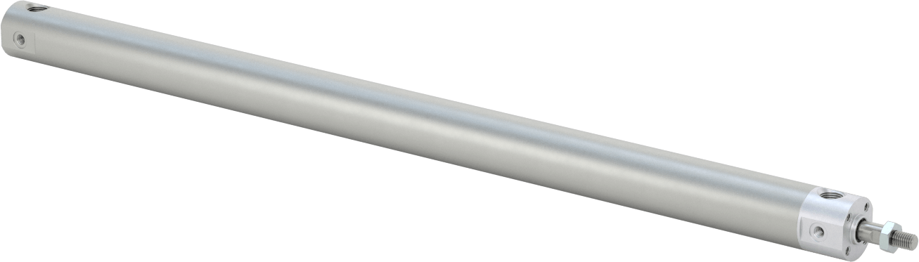 Darbeye Dayanıklı Yuvarlak Gövdeli Hava Silindiri, Sensör Hazır, Yüz/Pivot Montajı, 3/4" Delik Boyutu, 14 inç Strok