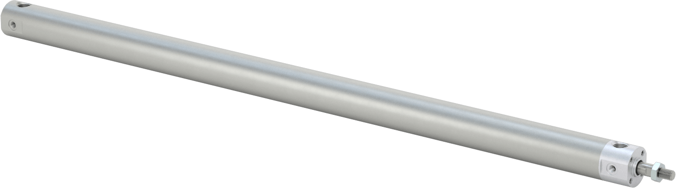 Darbeye Dayanıklı Yuvarlak Gövdeli Hava Silindiri, Sensör Hazır, Yüz/Pivot Montajı, 3/4" Delik Boyutu, 17" Strok