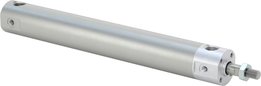 Darbeye Dayanıklı Yuvarlak Gövdeli Hava Silindiri, Sensör Hazır, Yüz/Pivot Montajı, 3/4" Delik Boyutu, 5" Strok