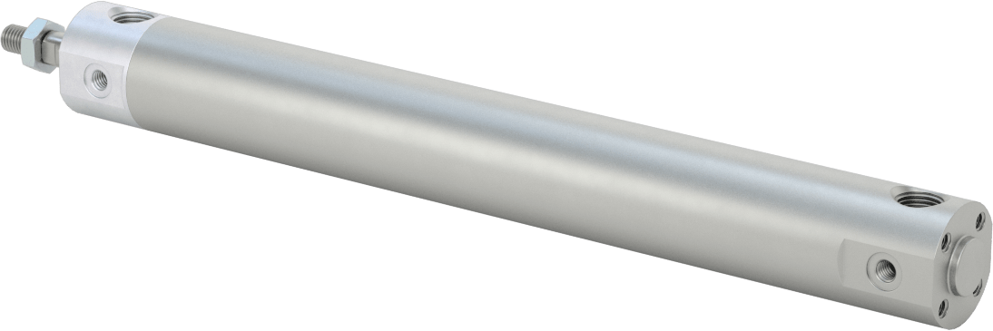 Darbeye Dayanıklı Yuvarlak Gövdeli Hava Silindiri, Sensör Hazır, Yüz/Pivot Montajı, 3/4" Delik Boyutu, 6" Strok