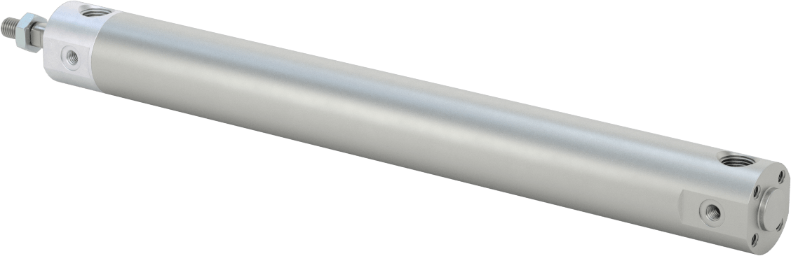 Darbeye Dayanıklı Yuvarlak Gövdeli Hava Silindiri, Sensör Hazır, Yüz/Pivot Montajı, 3/4" Delik Boyutu, 7" Strok