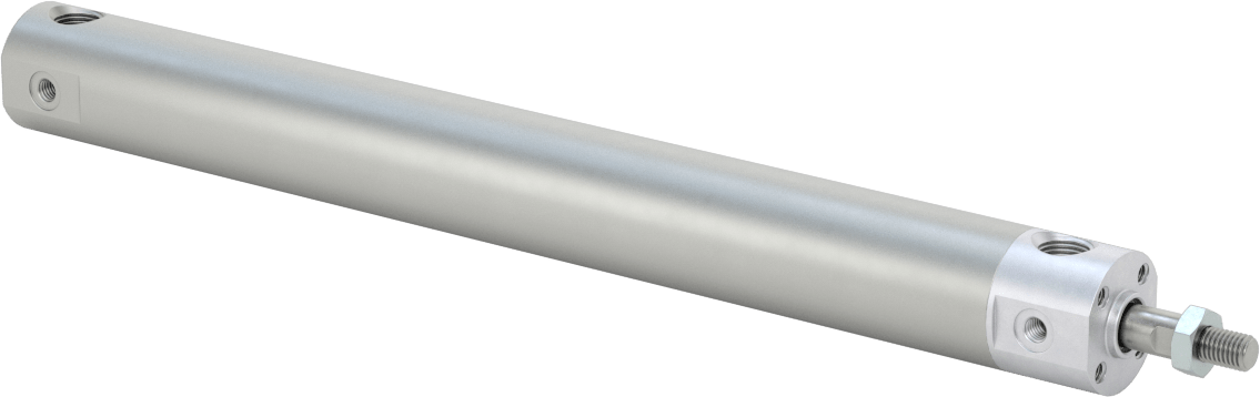 Darbeye Dayanıklı Yuvarlak Gövdeli Hava Silindiri, Sensör Hazır, Yüz/Pivot Montajı, 3/4" Delik Boyutu, 7" Strok