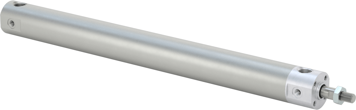 Darbeye Dayanıklı Yuvarlak Gövdeli Hava Silindiri, Sensör Hazır, Yüz/Pivot Montajı, 3/4" Delik Boyutu, 8" Strok