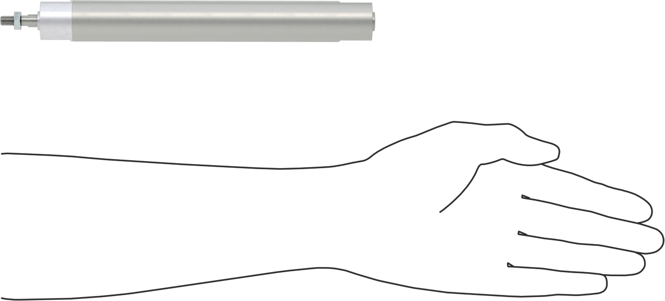 Darbeye Dayanıklı Yuvarlak Gövdeli Hava Silindiri, Sensör Hazır, Yüz/Pivot Montajı, 3/4" Delik, 5-1/2" Strok