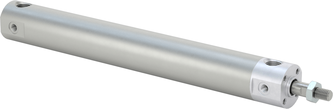Darbeye Dayanıklı Yuvarlak Gövdeli Hava Silindiri, Sensör Hazır, Yüz/Pivot Montajı, 3/4" Delik, 5-1/2" Strok