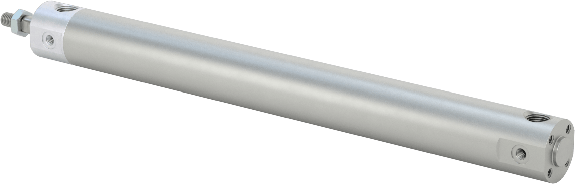 Darbeye Dayanıklı Yuvarlak Gövdeli Hava Silindiri, Sensör Hazır, Yüz/Pivot Montajı, 3/4" Delik, 7-1/2" Strok