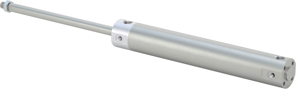 Darbeye Dayanıklı Yuvarlak Gövdeli Hava Silindiri, Sensör Hazır, Yüz/Pivot Montajı, 1" Delik Boyutu, 5-1/2" Strok