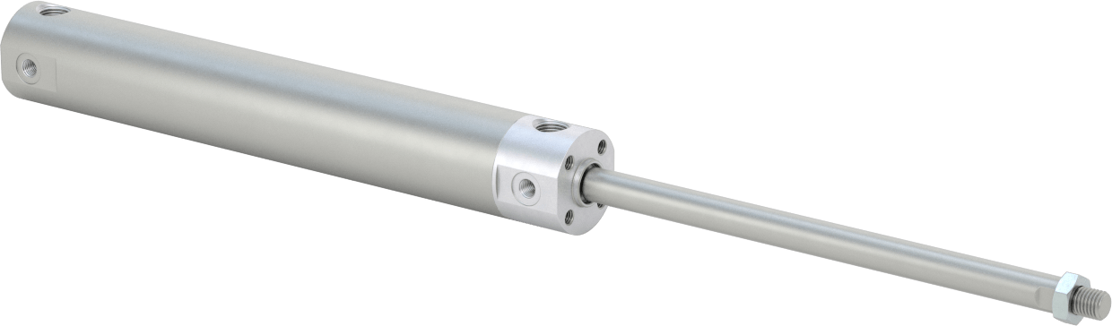 Darbeye Dayanıklı Yuvarlak Gövdeli Hava Silindiri, Sensör Hazır, Yüz/Pivot Montajı, 1" Delik Boyutu, 5-1/2" Strok