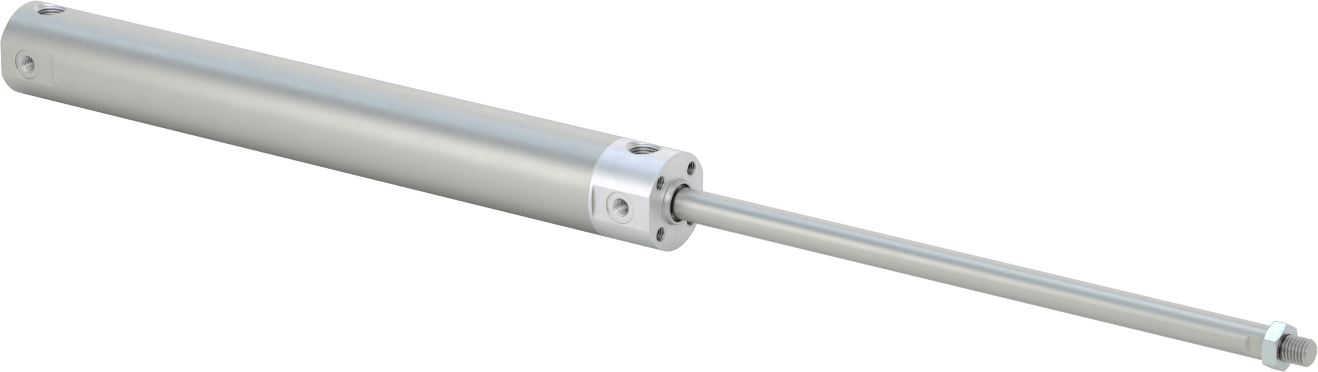 Darbeye Dayanıklı Yuvarlak Gövdeli Hava Silindiri, Sensör Hazır, Yüz/Pivot Montajı, 1" Delik Boyutu, 7-1/2" Strok