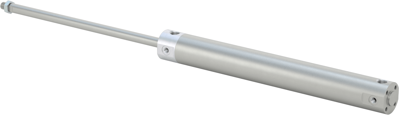 Darbeye Dayanıklı Yuvarlak Gövdeli Hava Silindiri, Sensör Hazır, Yüz/Pivot Montajı, 1" Delik Boyutu, 7-1/2" Strok