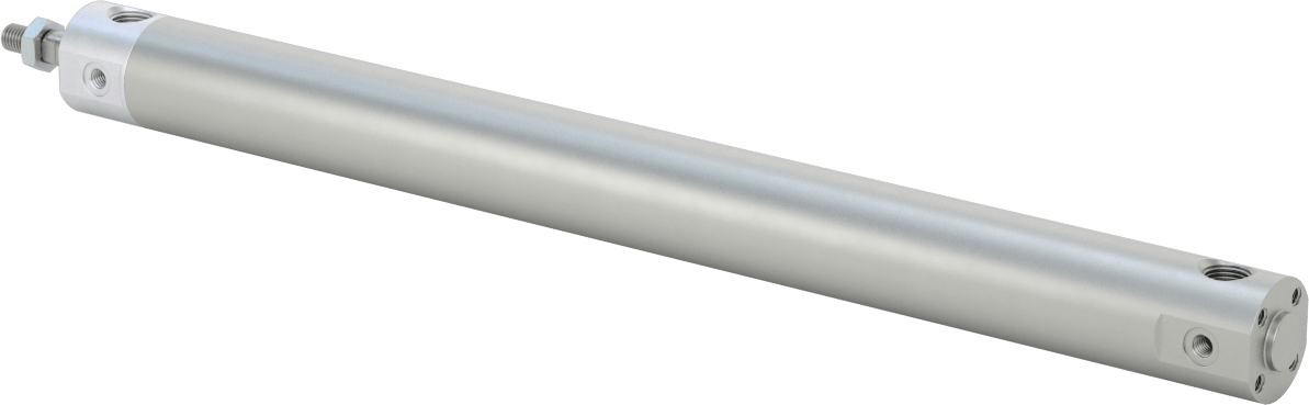 Darbeye Dayanıklı Yuvarlak Gövdeli Hava Silindiri, Sensör Hazır, Yüz/Pivot Montajı, 3/4" Delik Boyutu, 9" Strok