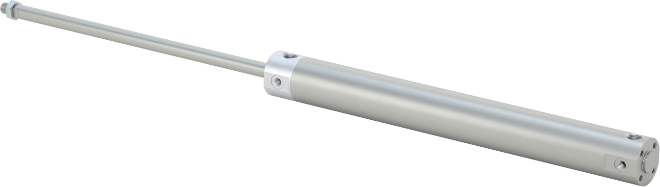 Darbeye Dayanıklı Yuvarlak Gövdeli Hava Silindiri, Sensör Hazır, Yüz/Pivot Montajı, 1" Delik Boyutu, 8-1/2" Strok