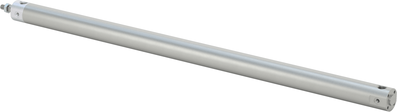 Darbeye Dayanıklı Yuvarlak Gövdeli Hava Silindiri, Sensör Hazır, Yüz/Pivot Montajı, 3/4" Delik Boyutu, 18" Strok