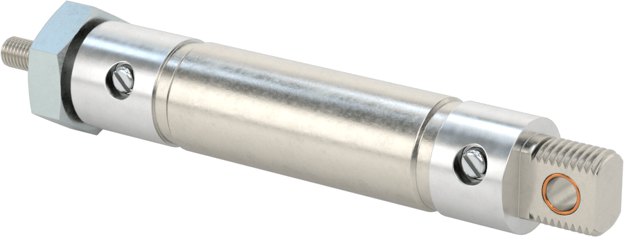 Ayarlanabilir Hava Yastıklı Yuvarlak Gövdeli Hava Silindiri, Çift Etkili, 3/4" Delik Boyutu, 1" Strok Uzunluğu