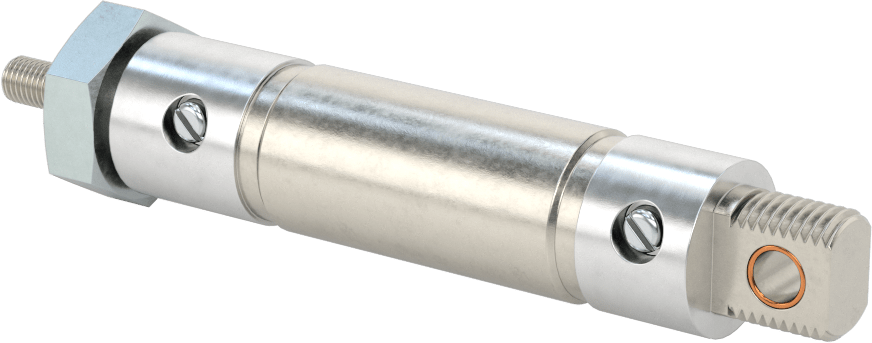 Ayarlanabilir Hava Yastıklı Yuvarlak Gövdeli Hava Silindiri, Çift Etkili, 3/4" Delik Boyutu, 1/2" Strok Uzunluğu